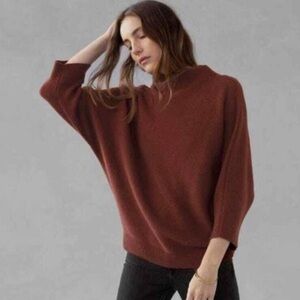 NWT The Reset R Label Funnel Neck Sweater Rust Brown Wool Cashmere Large / XL